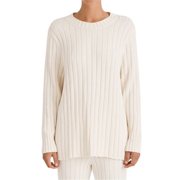 Zulu & Zephyr Ribbed Cotton Cream Thick Knit Sweater Size 6 Minimalist - Picture 1 of 7